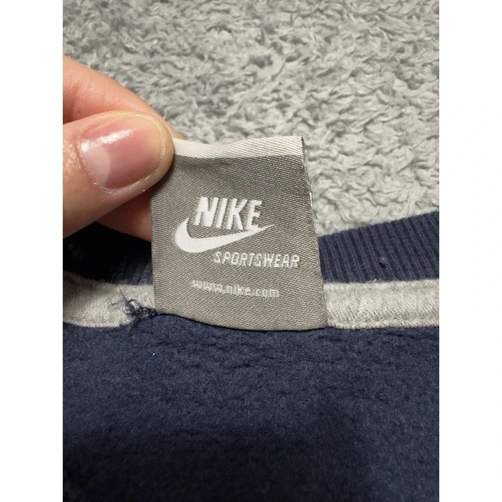 Vintage Y2K Nike Spellout Swoosh Logo Crewneck Sweatshirt Men's XL Pullover Navy